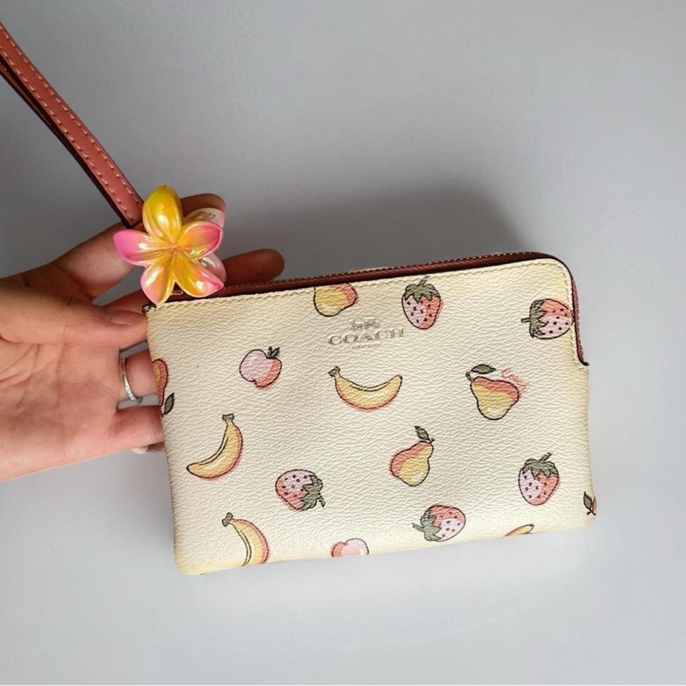 Coach White Wristlet with Fruit Design